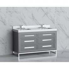 Madeli B865-60D-001-LC-TG-HP-MB - Madeli Vision 60D'' Free standing Vanity Cabinet in Studio Grey/HW: Handles/Feet Matte B