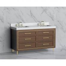 Madeli B865-60D-001-LR-BR-HR-MB - Madeli Vision 60D'' Free standing Vanity Cabinet in Brandy/HW: Handles/Feet Matte Black(