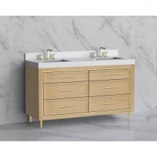 Madeli B865-60D-001-LR-NO-HR-BN - Madeli Vision 60D'' Free standing Vanity Cabinet in Natural Oak/HW: Handle & Feet Br