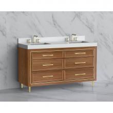 Madeli B865-60D-001-LR-NW-HR-BN - Madeli Vision 60D'' Free standing Vanity Cabinet in Natural Walnut/HW: Handle & Feet