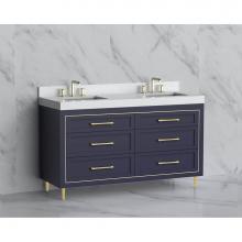 Madeli B865-60D-001-LR-SA-HR-MB - Madeli Vision 60D'' Free standing Vanity Cabinet in Sapphire/HW: Handles/Feet Matte Blac