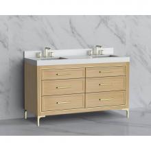 Madeli B865-60D-001-LY-NO-HY-BN - Madeli Vision 60D'' Free standing Vanity Cabinet in Natural Oak/HW: Handle & Feet Br