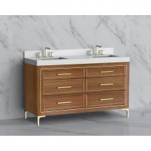 Madeli B865-60D-001-LY-NW-HY-MB - Madeli Vision 60D'' Free standing Vanity Cabinet in Natural Walnut/HW: Handle & Feet