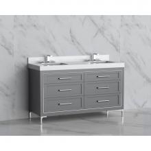 Madeli B865-60D-001-LY-TG-HY-BN - Madeli Vision 60D'' Free standing Vanity Cabinet in Studio Grey/HW: Handles/Feet Brushed