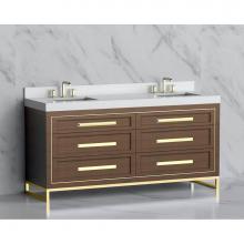 Madeli B865-72D-001-LC-BR-HP-BN - Madeli Vision 72D'' Free standing Vanity Cabinet in Brandy/HW: Handles/Feet Brushed Nick