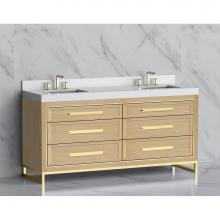 Madeli B865-72D-001-LC-NO-HP-BN - Madeli Vision 72D'' Free standing Vanity Cabinet in Natural Oak/HW: Handle & Feet Br