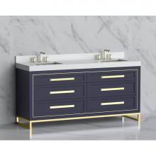 Madeli B865-72D-001-LC-SA-HP-BN - Madeli Vision 72D'' Free standing Vanity Cabinet in Sapphire/HW: Handles/Feet Brushed Ni