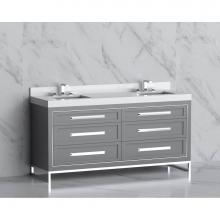 Madeli B865-72D-001-LC-TG-HP-MB - Madeli Vision 72D'' Free standing Vanity Cabinet in Studio Grey/HW: Handles/Feet Matte B