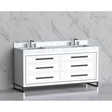 Madeli B865-72D-001-LC-WH-HP-BN - Madeli Vision 72D'' Free standing Vanity Cabinet in White/HW: Handles/Feet Brushed Nicke