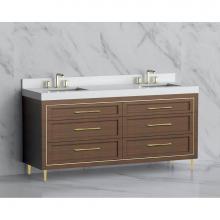 Madeli B865-72D-001-LR-BR-HR-BN - Madeli Vision 72D'' Free standing Vanity Cabinet in Brandy/HW: Handles/Feet Brushed Nick