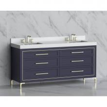 Madeli B865-72D-001-LY-SA-HY-BN - Madeli Vision 72D'' Free standing Vanity Cabinet in Sapphire/HW: Handles/Feet Brushed Ni