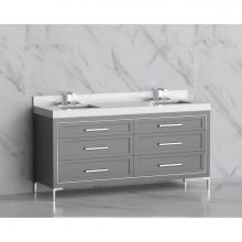 Madeli B865-72D-001-LY-TG-HY-SB - Madeli Vision 72D'' Free standing Vanity Cabinet in Studio Grey/HW: Handles/Feet Satin B