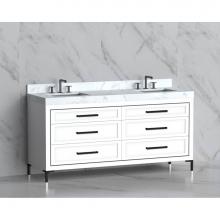 Madeli B865-72D-001-LY-WH-HY-MB - Madeli Vision 72D'' Free standing Vanity Cabinet in White/HW: Handles/Feet Matte Black(M