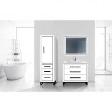 Madeli LCES-201871-R001-LC-MW-PC - Madeli Estate 20'' Free Standing Linen Cabinet R Hinged in Matte White