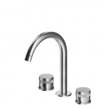 MGS ER283-P - 3 hole mixer 1/2'' valves - rotating spout R90 - no waste - Polished - Knurled handles