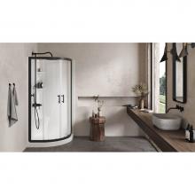 Oceania Baths PD3640BK - Avalanche Sliding 36 x 36,  Shower Doors, Matte Black, 6mm Clear glass