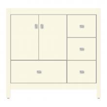 Strasser Woodenwork 71-252 - 36 X 18.5 X 34.5 Alki Essence Vanity Tiered Miter Sat Biscuit Rh