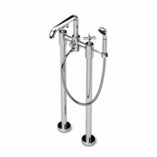 Waterworks 09-59739-49660 - Ludlow Freestanding Exposed Tub Filler with Handshower and Metal Cross Handles in