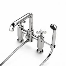 Waterworks 09-74834-45307 - Ludlow Deck Mounted Exposed Tub Filler with Handshower and Metal Cross Handles in