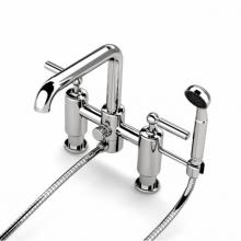 Waterworks 09-26522-82375 - Ludlow Deck Mounted Exposed Tub Filler with Handshower and Metal Lever Handles in