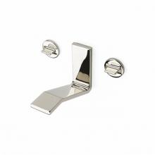 Waterworks 07-46492-87547 - Formwork Low Profile Three Hole Wall Mounted Lavatory Faucet with Metal Knob Handles in Antique