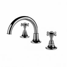 Waterworks 07-03947-68348 - Easton Vintage Gooseneck Three Hole Deck Mounted Lavatory Faucet with Metal Cross Handles in Nicke