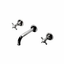 Waterworks 07-45868-78635 - Easton Vintage Low Profile Three Hole Wall Mounted Lavatory Faucet with Elongated Spout and Metal