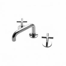 Waterworks 07-14310-69446 - Flyte Low Profile Three Hole Deck Mounted Lavatory Faucet with Metal Cross Handles in Graphite,