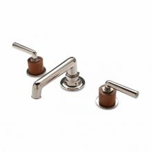 Waterworks 07-94134-32330 - Henry Low Profile Three Hole Deck Mounted Lavatory Faucet with Teak Cylinders and Metal Lever