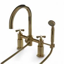 Waterworks 09-38170-82151 - Henry Exposed Deck Mounted Tub Filler with 2.5gpm Handshower and Metal Cross Handles in Unlacquere