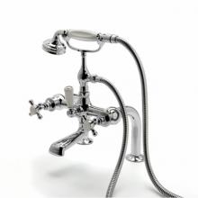 Waterworks 09-21737-79849 - Highgate Exposed Deck Mounted Tub Filler With Handshower and Metal Cross Handles in Unlacquered