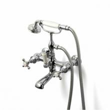 Waterworks 09-61218-74699 - Highgate Exposed Wall Mounted Tub Filler with Handshower and Metal Cross Handles in Unlacquered