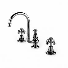 Waterworks 07-40352-05038 - Etoile Gooseneck Three Hole Deck Mounted Lavatory Faucet with Metal Cross Handles Complies with