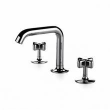 Waterworks 07-83964-30927 - .25 High Profile Three Hole Deck Mounted Lavatory Faucet with Metal Cross Handles in Nickel, 2.2gp