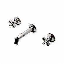 Waterworks 07-21562-45362 - .25 Low Profile Three Hole Wall Mounted Lavatory Faucet with Metal Cross Handles in Sovereign