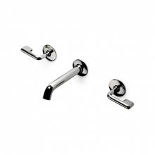 Waterworks 07-86386-08713 - .25 Low Profile Three Hole Wall Mounted Lavatory Faucet with Metal Lever