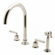 Waterworks 07-66202-60665 - Henry Three Hole Gooseneck Kitchen Faucet, Metal Lever Handles and Spray in