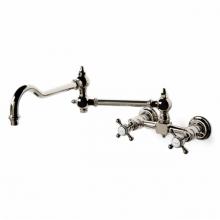 Waterworks 07-83337-41628 - Julia Wall Mounted Two Hole Bridge Articulated Kitchen Faucet, Metal Cross Handles in