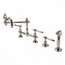 Waterworks 07-37559-56579 - Julia Two Hole Bridge Articulated Kitchen Faucet, Metal Lever Handles and Spray in