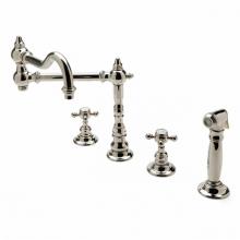 Waterworks 07-86346-97014 - Julia Three Hole Articulated Kitchen Faucet, Metal Cross Handles and Spray in