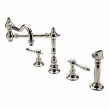 Waterworks 07-57958-89541 - Julia Three Hole Articulated Kitchen Faucet, Metal Lever Handles and Spray in