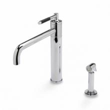 Waterworks 07-24699-25444 - Universal Modern One Hole High Profile Kitchen Faucet, Metal Lever Handle and Spray in Gold,