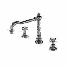 Waterworks 07-51443-88004 - Julia Three Hole High Profile Kitchen Faucet, Metal Cross Handles in Antique Brass,