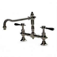 Waterworks 07-54946-78324 - Julia Two Hole Bridge High Profile Kitchen Faucet, Black Porcelain Lever Handles in Architectural