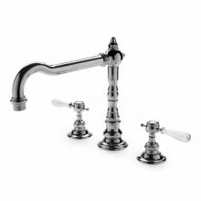 Waterworks 07-77530-77381 - Julia Three Hole High Profile Kitchen Faucet, White Porcelain Lever Handles in