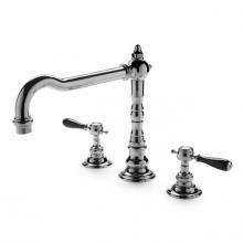 Waterworks 07-60383-38472 - Julia Three Hole High Profile Kitchen Faucet, Black Porcelain Lever Handles in Nickel,