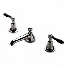 Waterworks 07-02766-89300 - Easton Classic Low Profile Three Hole Deck Mounted Lavatory Faucet with Black Porcelain Lever Hand