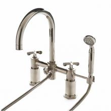 Waterworks 09-80589-55489 - Henry Exposed Deck Mounted Tub Filler with 2.5gpm Handshower and Metal Cross Handles in Nickel