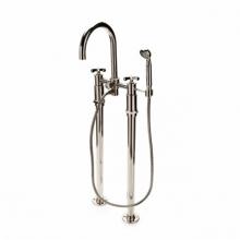 Waterworks 09-59057-62026 - Henry Exposed Floor Mounted Tub Filler With Handshower and Metal Cross Handles in