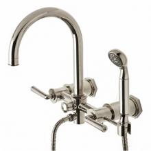 Waterworks 09-91499-19567 - Henry Exposed Wall Mounted Tub Filler with 2.5gpm Handshower and Metal Lever Handles in Unlacquere